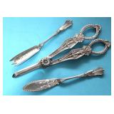 SILVER PLATED GRAPE SHEARS & CONDIMENT