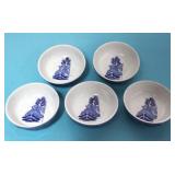 5 WOOD'S WARE NUT DISHES