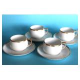 4 NIPPON PORCELAIN TEACUPS & SAUCERS