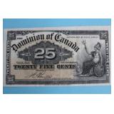 DOMINION OF CANADA 25 CENT BILL