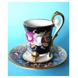 VINTAGE "GV" CAPODIMONTE DEMITASSE SET
