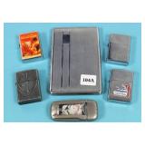 5 LIGHTERS & CIGARETTE CASE