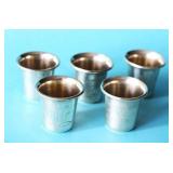FIVE STERLING SILVER COCKTAIL MEASURES