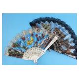 TWO VINTAGE SOUVENIR FOLDING FANS