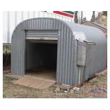 Nice Galvanized Quonset Hut W/ Garage Door.