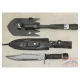 Trenching Shovel & Survival Knife.
