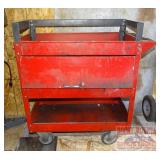 Red Rolling Tool Cart W/ Lift Door.