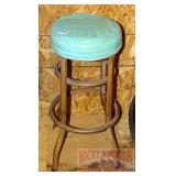 Stool W/ Blue Seat.
