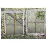 2 Vintage 4 Pane Windows. 33"X24"