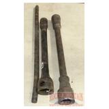 2 Large Lug Wrenches & Bar.