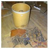 Storage Barrle W/ Vintage Leather Harness Parts.