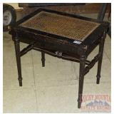 Vintage Vanity Bench W/ Cane Seat.