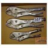 3 Vice Grips Locking Pliers.