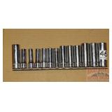 13 Snap-On 3/8" Metric Deep Well Sockets.