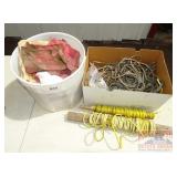 Assorted Rope & Rags in Bucket.