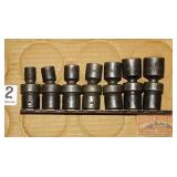 Snap-On 3/8 SAE Swivel Impact Sockets.