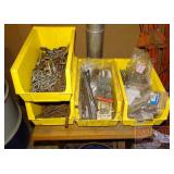 4 Parts Bins W/ Chain, Bolts, Fasteners & More.