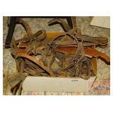 Assorted Vintage Leather Bridle & Harness Pieces.