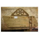 Vintage Buggy Whip Holder & Cast Iron Step.