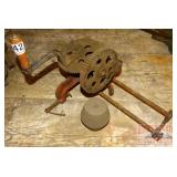 Antique Hand Crank Sharpening Stone.