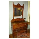 Antique 3 Drawer Dresser W/ Mirror.