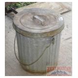 Small Galvanized Trash Can W/ Lid.