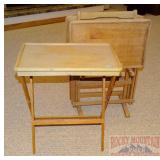 4 Wooden TV Trays & Tray Stand. 4 Wooden TV Trays & Tray Stand.
