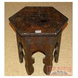 Antique Chip Carved Hex Side Table.