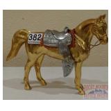 Vintage Brass Colored Carnival Horse W/ Saddle.