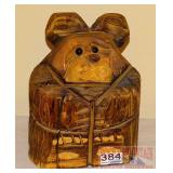 9" Carved Wooden Bear Sculpture.