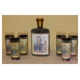 Jim Beam 'Self Portrait' Decanter & 6 Tumblers. Jim Beam 'Self Portrait' Decanter & 6 Tumblers.