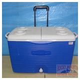 Blue Rubbermaid Rolling Cooler. 19X26X14. Blue Rubbermaid Rolling Cooler. 19X26X14.