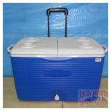 Blue Rubbermaid Rolling Cooler. 19X26X14.