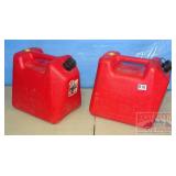 2-5 Gallon Gas Cans W/ Spouts. 2-5 Gallon Gas Cans W/ Spouts.