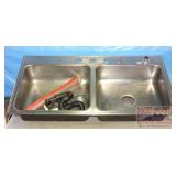 Stainless Steel Double Sink. 43"X22".