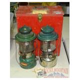 2 Coleman Lanterns In Wood Box.