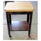 One Drawer Rolling Stand W/ Heavy Oak Top. One Drawer Rolling Stand W/ Heavy Oak Top.