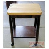 One Drawer Rolling Stand W/ Heavy Oak Top. One Drawer Rolling Stand W/ Heavy Oak Top.