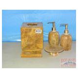 Nice Stone Bathroom Accessory Set.