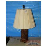 High End Carved Wood Oriental Table Lamp.