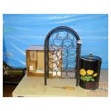 Metal Wine Rack, Ice Bucket & Drink Straws. Metal Wine Rack, Ice Bucket & Drink Straws.