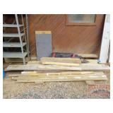 Assorted Wood, Shelves & Construction Fence.