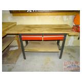 2 Drawer Work Bench W/ Vise. 2 Drawer Work Bench W/ Vise.