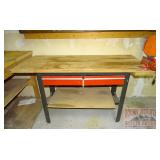 2 Drawer Work Bench W/ Vise. 2 Drawer Work Bench W/ Vise.