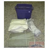 Asst. Drop Cloths in Purple Plastic Tub. Asst. Drop Cloths in Purple Plastic Tub.