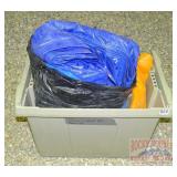 Asst. Blue & Orange Tarps in Plastic Tubs.