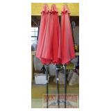 3 Red Patio Umbrellas.