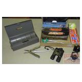 Asst. Camping Items, Cash Box & More.