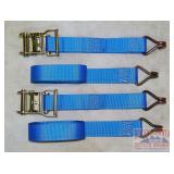 2 New Blue 2'X16' Ratcheting Tie Downs W/ J-Hooks