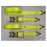2 New 2'X40' Ratcheting Tie-Downs W/ J-Hooks.